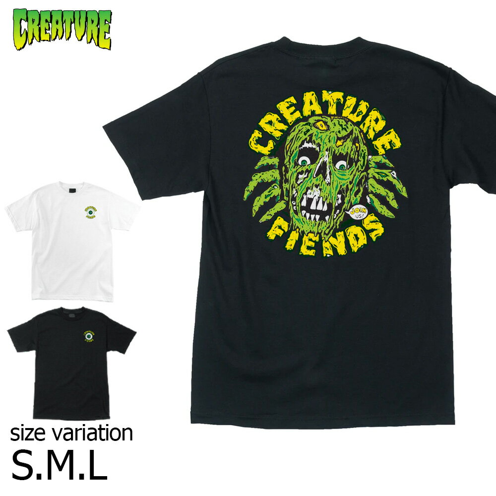 CREATURE S/S-T FIENDS JOIN US 22SP BLACK WHITE クリーチャー Tシャツ 半袖　TEE スケボー　スケートボード