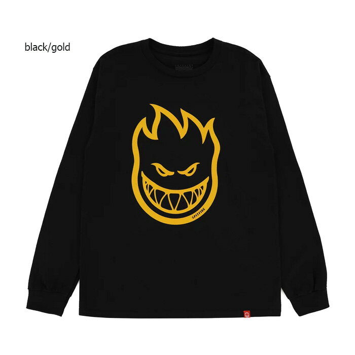 【最大2000円OFF★クーポン配布中♪】SPITFIRE L/S BIGHEAD BLK/GLD WHITE/GOLD スピットファイア ロゴ Tシャツ ロングスリーブ ロンティー スケートボード スケボー