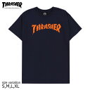 【5/5は5の付く日★11％OF Fクーポン配布中♪】THRASHER BURN IT DOWN S/S S M L XL NAVY Tシャツ 半袖 スラッシャー ネイビー ストリート スケボー メンズ