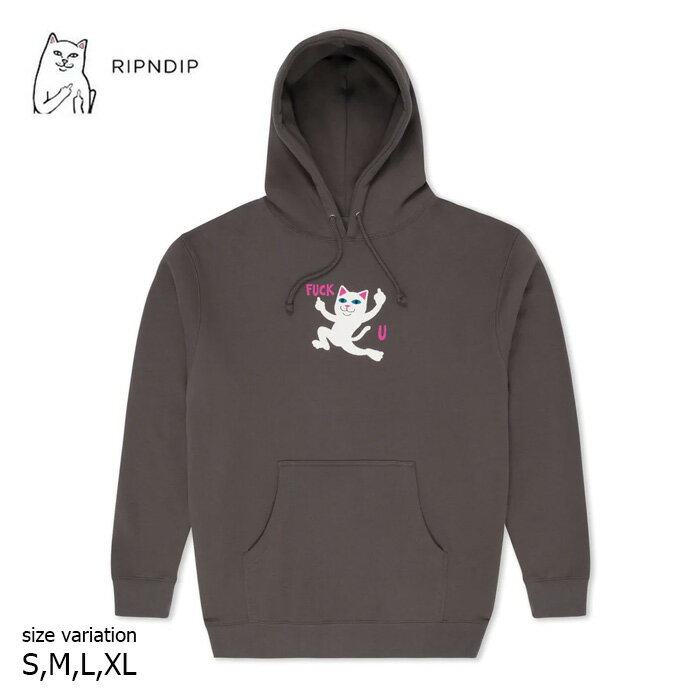 【20日は0の付く日★10％クーポン配布中♪】RIPNDIP F-U Hoodie Charcoal リップンディップ フーディー パーカー プルオーバー スケボー メンズ レディース アウター ねこ