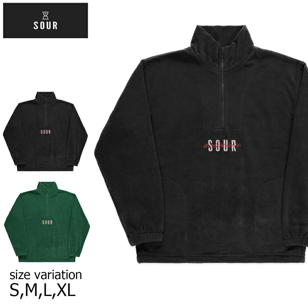 【20日は0の付く日★10％クーポン配布中♪】SOUR Spothunter Fleece BLACK FOREST GREEN サワー フリース ハーフジップ トップス スケートボード スケボーメンズ　レディース