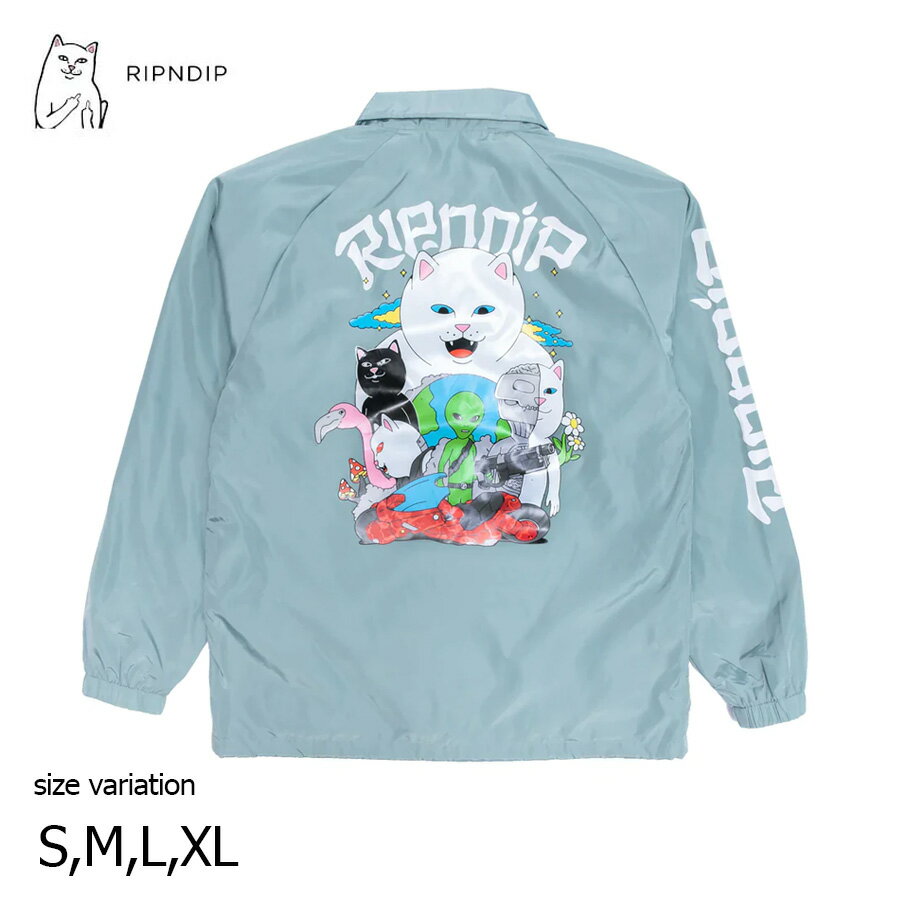 【5の付く日限定★11％OFFクーポン配布中♪】RIPNDIP Runaway Coaches Jacket PINE リップンディップ ランナウェイ コーチ ジャケットトップス スケボー メンズ レディース アウター ブラウン 猫