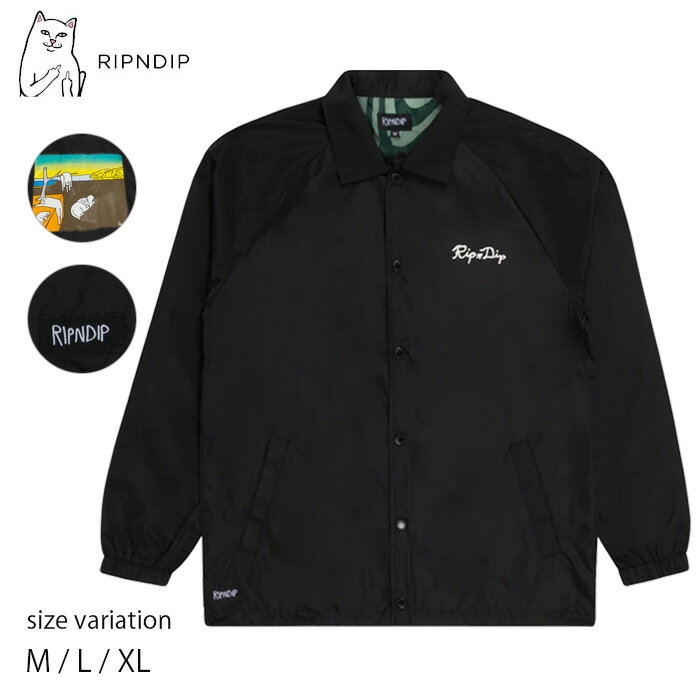 リップンディップ コーチジャケット メンズ 【20日は0の付く日★10％クーポン配布中♪】RIPNDIP リップンディップ コーチジャケット アウター 猫 Nermali Coaches Jacket Black ネコ ストリート