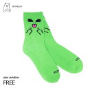 ■商品名　：ALIEN FACE MID SOCKS ■商品名　：2,420円（税込） ■サイズ　：FREE（約24cm〜29cm） ■カラー　：GREEN ■商品紹介： RIPNDIP(リップンディップ)は、2009年にスタートした、ロサンゼルス（フロリダから移転）に拠点を持つ、 LAはもとよりアメリカ、ヨーロッパ各国を含む世界的な人気スケートブランドです。 何とも言えない絶妙なユルさ加減の表情が愛らしい猫や宇宙人などのキャラクター、 それらを効果的に配置した斬新なデザイン、テキスタイルのTシャツ、キャップ、iPhoneケースなど、 ストリートだけでなく女性からの人気も高い注目ブランドです。 RIPNDIPのカワイイ靴下。 プレゼントにもおすすめ！