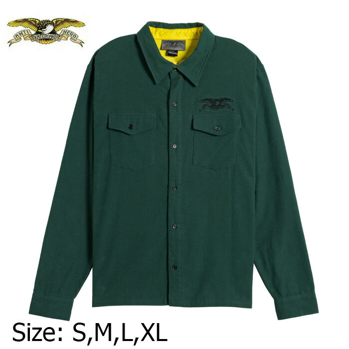 ANTIHERO アンタイヒーロー スケボー アンチヒーロー シャツ 長袖 ストリート BASIC EAGLE FLANNEL SHIRT L/S DARK GREEN メンズ レディース