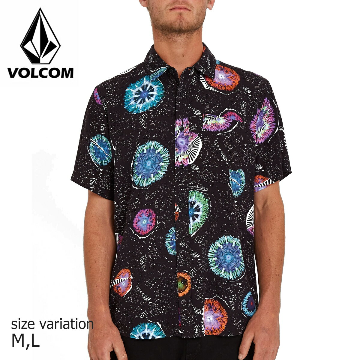 VOLCOM CORAL MORPH S/S BLACK ヴォルコム ボルコム シャツ 半袖 ストリート スケートボード スノーボード サーフィン