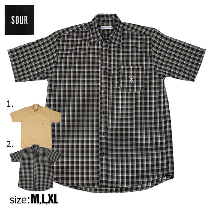 SOUR Safari Shirt サワー シャツ 半袖 スケボー BLACK Lt.BROWN スケートボード メンズ ストリート