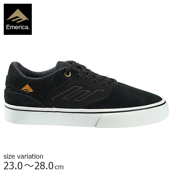 Emerica LOW VULC BLK / GLD / WHT エメリカ スニーカー レイノルズ スケートボード スケボー