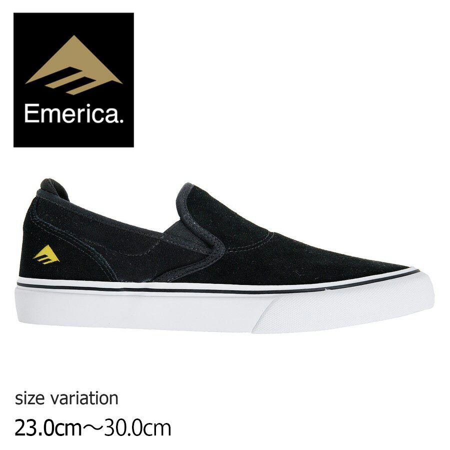 Emerica WINO G6 SLIP-ON BLACK / WHITE / GOLD エメリカ スリッポン スニーカー スケートボード スケボー シューズ 靴