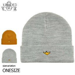 【29日23：59まで★全品7％OFFクーポン配布中♪】KROOKED Beanie CUFF GREY BRITISHKHAKI/YELLOW クルキッド クルックド ビーニー ニット帽 マーク ゴンザレス ゴンズ