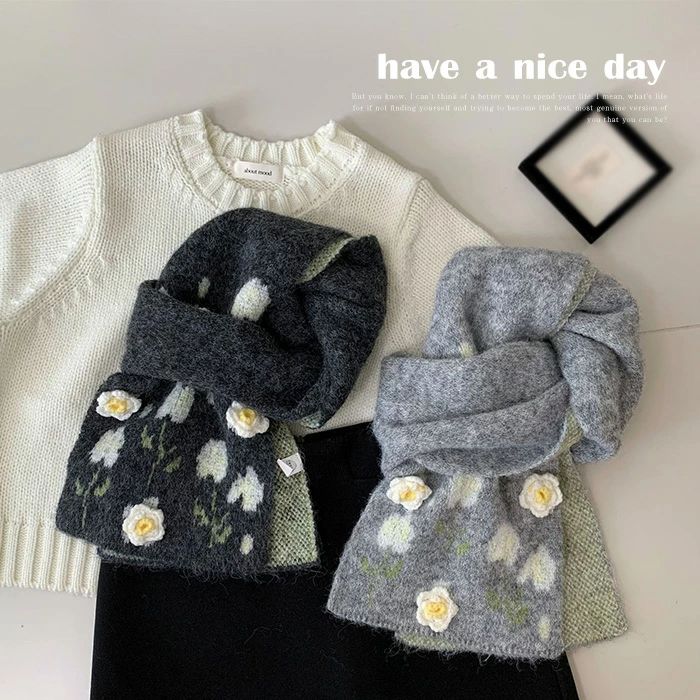 ファッション レディース 可愛い ストール 秋冬 花柄 マフラー