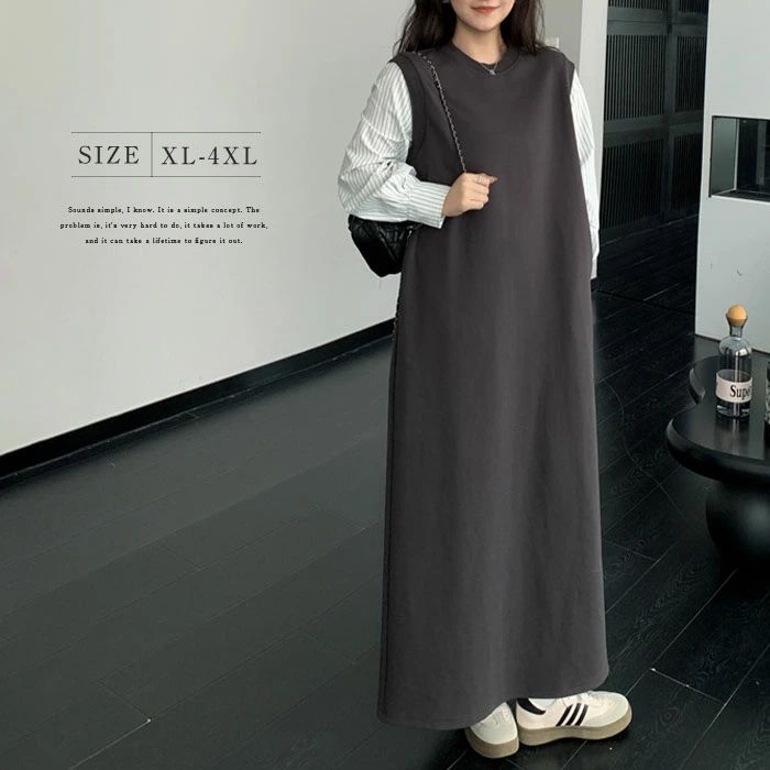 ワンピース フェイクレイヤード ス レディース 異素材 ロング丈