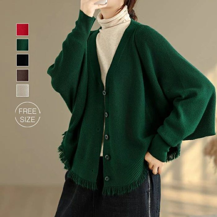 秋冬 ニット ドルマンスリーブ ニットカーディガン レディース