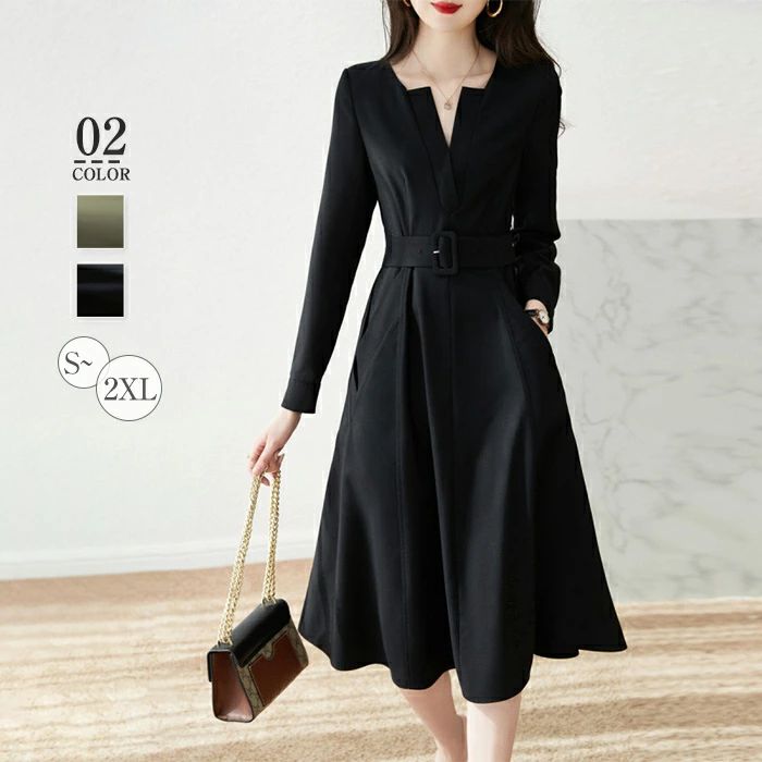 OL キーネッ ビジネス ワンピース 春 秋冬 レディース ロング丈