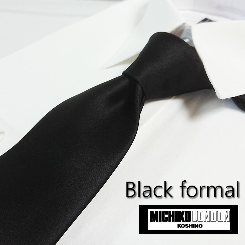 ネクタイ 黒 日本製 ブラックフォーマル シルク100% メンズ 冠婚葬祭 葬儀 葬 礼服 喪服 通夜 MICHIKO LONDON ブランド ミチコロンドン おしゃれ クリスマス バレンタイン 送料無料