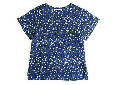 ne Quittez pas ヌキテパ インド製 エスニック ハンドプリント 手捺染 花柄 半袖 トップス ブラウス フリーサイズ ブルー ▲003▼91015t01