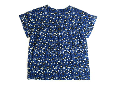 ne Quittez pas ヌキテパ インド製 エスニック ハンドプリント 手捺染 花柄 半袖 トップス ブラウス フリーサイズ ブルー ▲003▼91015t01