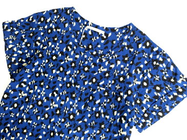 ne Quittez pas ヌキテパ インド製 エスニック ハンドプリント 手捺染 花柄 半袖 トップス ブラウス フリーサイズ ブルー ▲003▼91015t01