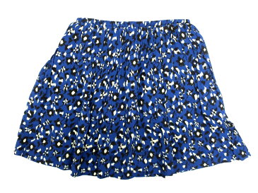 ne Quittez pas ヌキテパ インド製 エスニック ハンドプリント 手捺染 花柄 ギャザー フレア ミニ スカート フリーサイズ ブルー ▲003▼91015t02