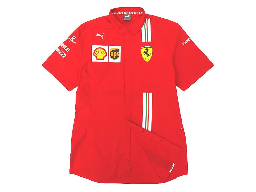 PUMA プーマ Scuderia Ferrari フェラーリコレクション オフィシャルデザイン ストレッチ 半袖 チームシャツ 763034 定1.5万 レッド S-1 M-2 L-3▲030▼10915r05