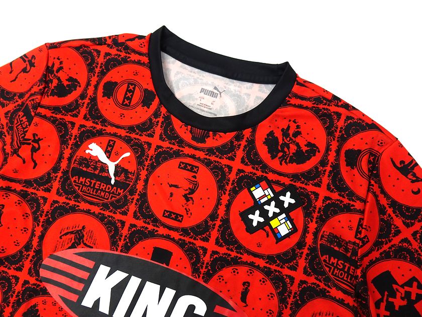 PUMA プーマ CITY PACK AMSTERDAM 総柄 ストレッチ 半袖 Tシャツ ユニフォーム ウエア サッカー フットサル 656696 レッド XL ▲010▼10915r09通販 サッカー 用品 セール