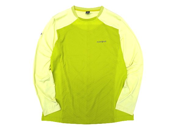 mont-bell モンベル COOL-ZONE Polygine HEALTHA+ メッシュ切替 ストレッチ 長袖 Tシャツ カットソー インナー T16B-272 登山 トレッキング ライムグリーン M L XL▲019▼10930r03