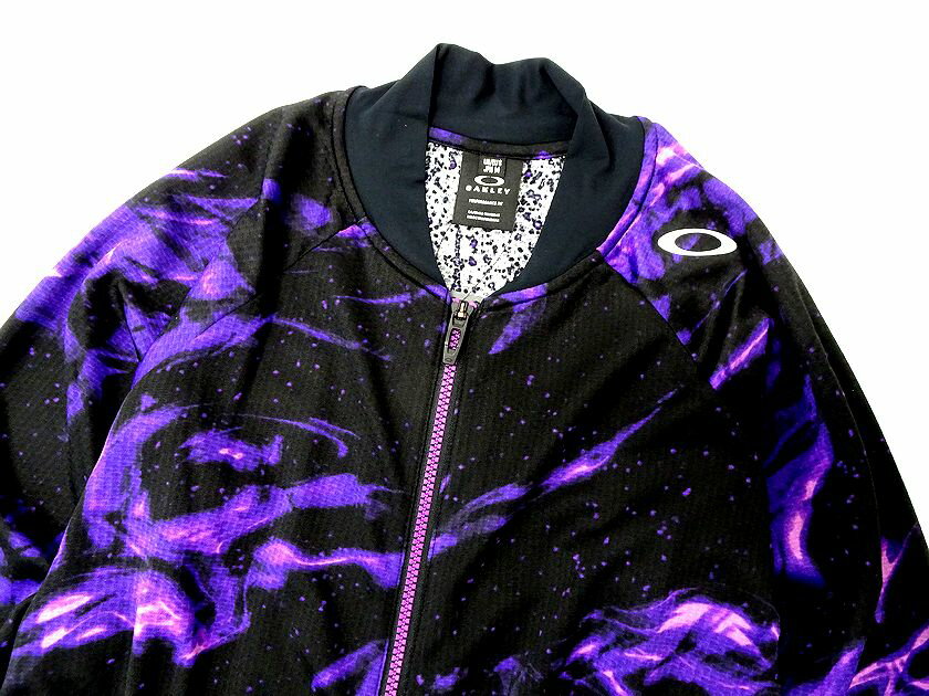 OAKLEY オークリー 吸汗速乾 ワッフルニット シーズン柄プリント フルジップ ニットジャケット ブルゾン FOA402388 ブラック M ▲018▼20803r05