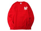 Majestic マジェスティック MLB メジャーリーグ ベースボール NEW YORK YANKEES ニューヨーク・ヤンキース クルーネック　スウェット プルオーバー MM05-NY-8F04 レッド M-01 L-02 ▲010▼20809r07