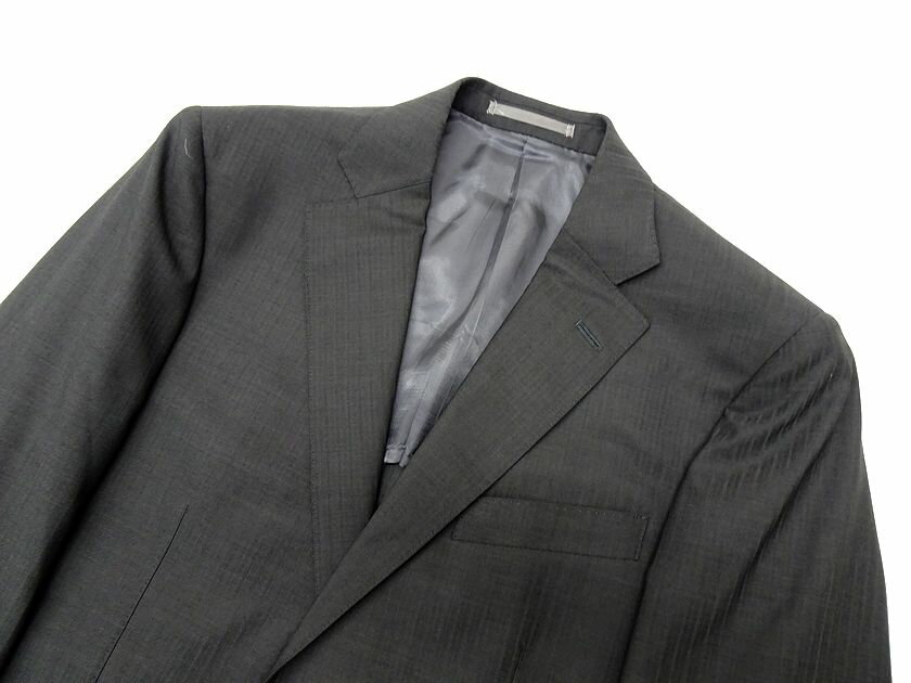 BRERA ブレラ 大賀 ウール シャドーストライプ 2B 1タック シングルスーツ ジャケット スラックス 2パンツ 138B6913 グレー A4▲050▼20119r06