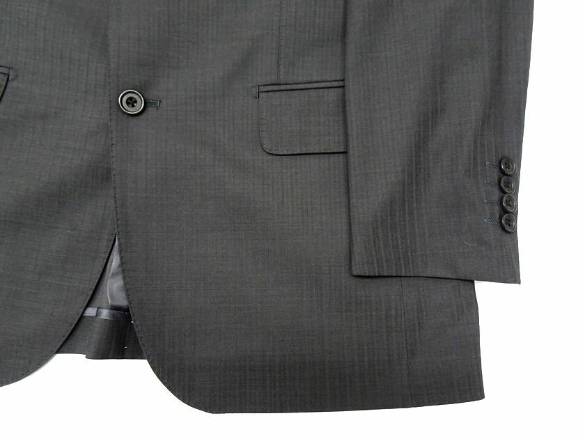 BRERA ブレラ 大賀 ウール シャドーストライプ 2B 1タック シングルスーツ ジャケット スラックス 2パンツ 138B6913 グレー A4▲050▼20119r06