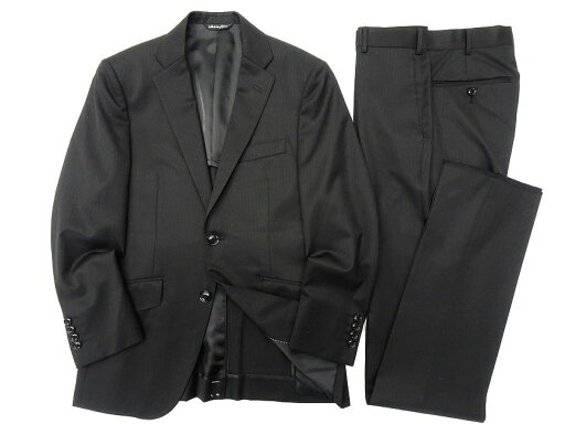 GIVERDYE best selection ジバルディ 日本製 ウール シャドーストライプ 2B ノータック シングルスーツ ジャケット スラックス パンツ 618A6011 ブラック ASS ▲050▼20119r08