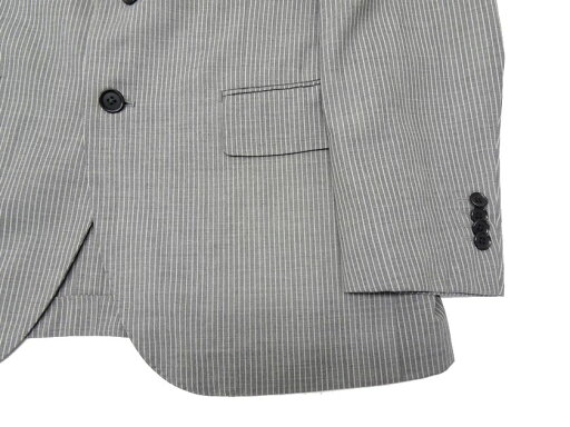 【中古】【新古品・未使用品】GIVERDYE best selection ジバルディ ウール100% ストライプ柄 2B ノータック シングルスーツ ジャケット パンツ スラックス 425A5461 グレー AB4 ▲050▼20120r07