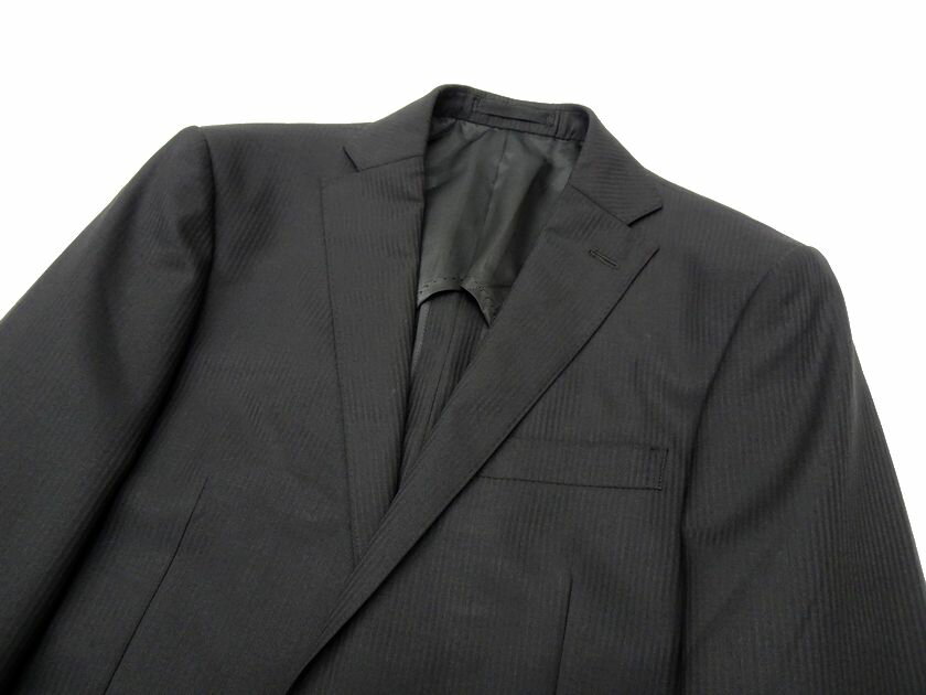 GIVERDYE best selection ジバルディ ウール混 ストライプ柄 2B ノータック シングルスーツ ジャケット スラックスパンツ 198A6001 ブラック YL ▲050▼20121r05