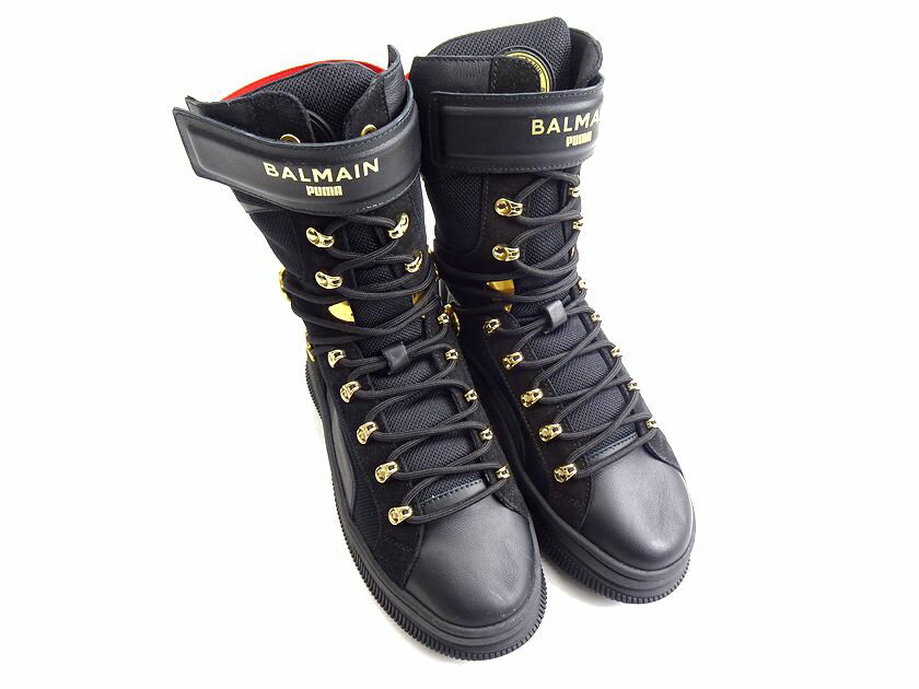 PUMA プーマ BALMAIN バルマン デバ ウィメンズ レザー ブーツ スニーカー372178 定価7.7万 ブラック 22-1 22.5-2 23-3 23.5-4 24.5-5 ▲022▼20131r04