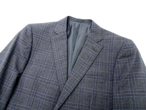 GIVERDYE best selection ジバルディ 日本製 ウール100% チェック柄 2B ノータック シングルスーツ ジャケット スラックスパンツ 818A6011 グレー A4▲050▼20202r05