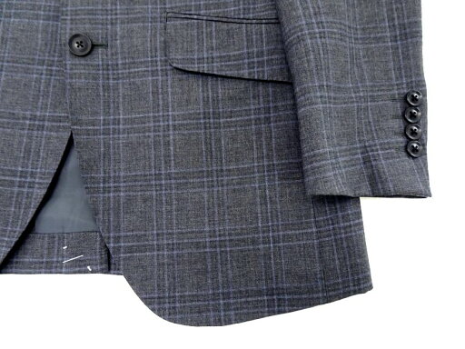 GIVERDYE best selection ジバルディ 日本製 ウール100% チェック柄 2B ノータック シングルスーツ ジャケット スラックスパンツ 818A6011 グレー A4▲050▼20202r05