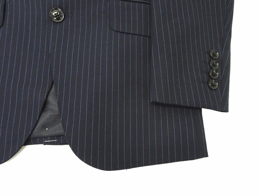 GIVERDYE best selection ジバルディ 日本製 ウール混 ストライプ柄 2B ノータック シングルスーツ ジャケット スラックスパンツ 611A6008 ネイビー ASS▲050▼20224r05