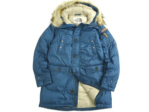 THE NORTH FACE ノースフェイス LEWIS AVIATER LONG DOWN JACKET PREMIUM GOOSE DOWN ナイロン ファー フーデッド ダウンコート ジャケット N3B NYJ1DF63 定4.9万 ダークブルー 80(XXS)▲043▼20609k22