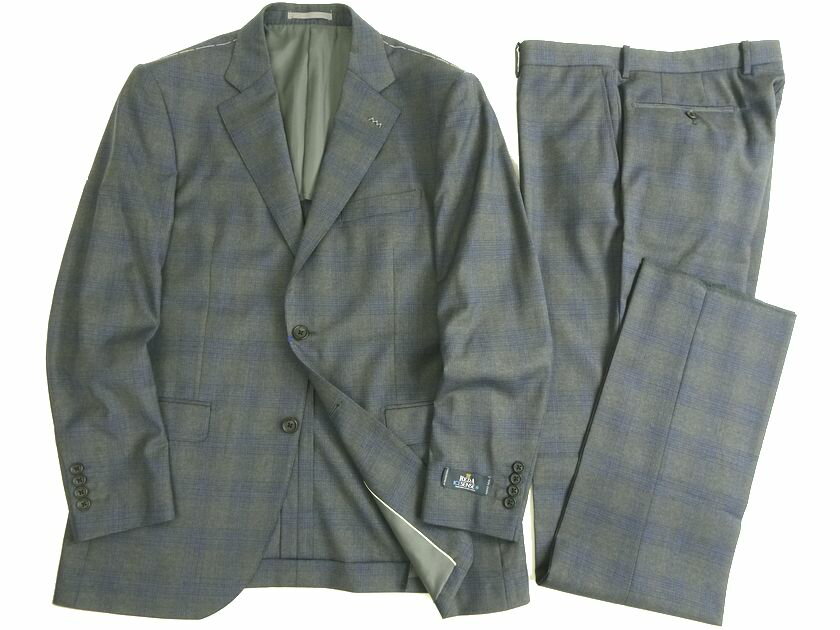 GIVERDYE best selection ジバルディ 日本製 REDA ICESENSE イタリア製生地使用 ウール100％ チェック柄 2B ノータック シングルスーツ ジャケット スラックスパンツ 528A6053 グレー ネイビー AB6 ▲100▼20620k16