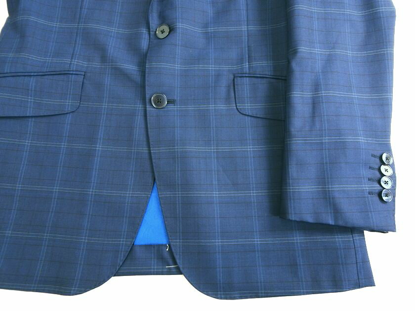 RICHIESTA リキエスタ 日本製 大賀 AHGELICO SUPER 120'S イタリア製生地使用 ウール100％ チェック柄 2B ノータック シングルスーツ ジャケット スラックスパンツ 182A7912 ネイビーブルー AM ▲100▼20621k04