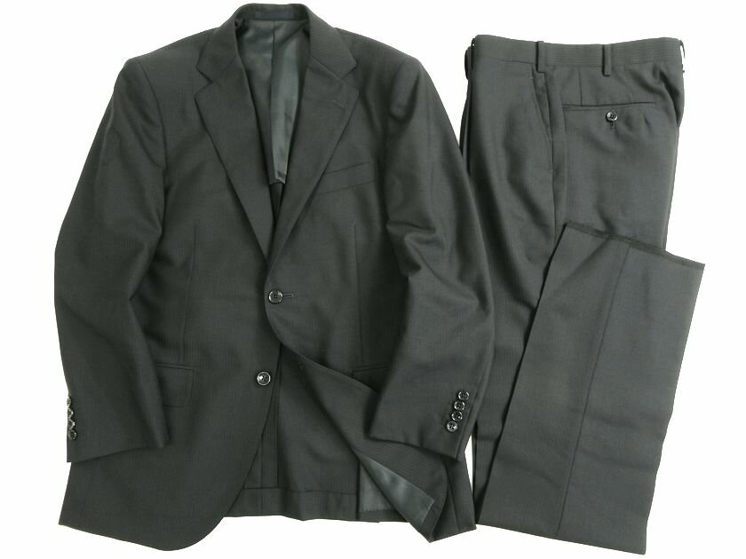 BRERA ブレラ 大賀 ウール100% シャドーストライプ 2B 1タック シングルスーツ ジャケット スラックスパンツ 132A7084 ネイビー A4 ▲050▼20622k06