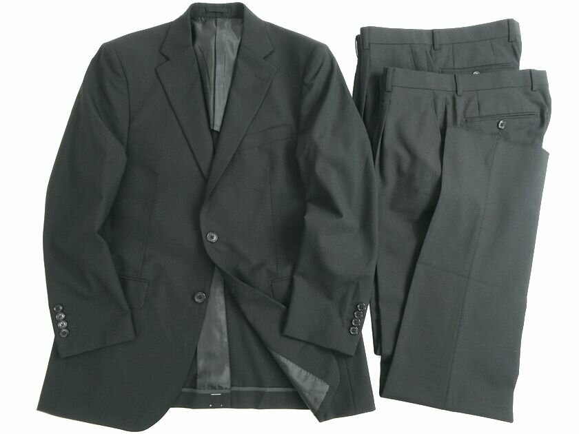 BRERA ブレラ 大賀 ウール混 織生地 2B 1タック 2パンツ シングルスーツ ジャケット スラックスパンツ 132B7901 ブラック A4-01 A6-02 A8-03 AB4-04 ▲050▼20624k02