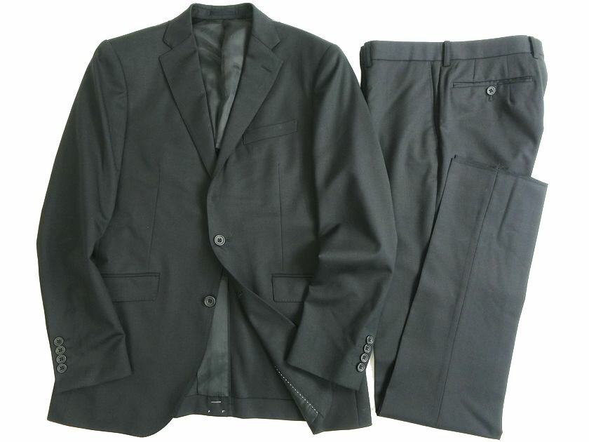 GIVERDYE best selection ジバルディ ウール100% 2B ノータック シングルスーツ ジャケット スラックスパンツ 412A7060 ブラック YLL▲050▼20629k24