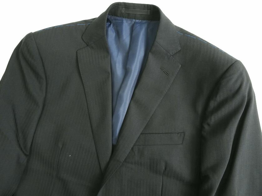 SUPERARE スペラーレ 大賀 ウール100％ シャドーストライプ 2B ノータック シングルスーツ ジャケット スラックスパンツ 512A7002 ネイビー ABS▲050▼20629k25