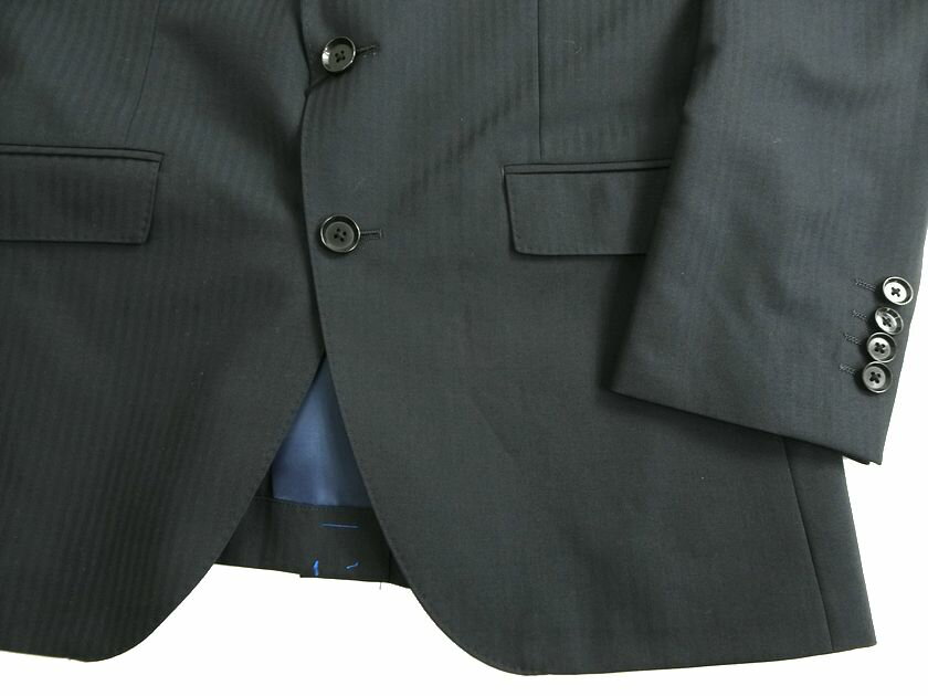 SUPERARE スペラーレ 大賀 ウール100％ シャドーストライプ 2B ノータック シングルスーツ ジャケット スラックスパンツ 512A7002 ネイビー ABS▲050▼20629k25