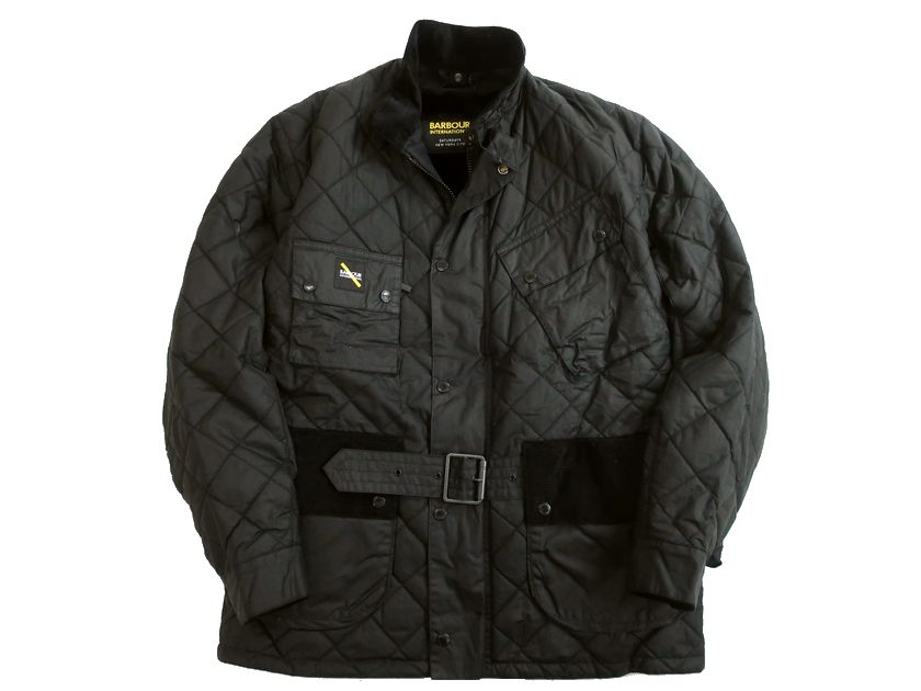 Barbour × SATURDAYS SURF バブアー サタデーズサーフ B.INTL QUILTED WINTER ワックスコットン キルティング バイカー ジャケット MQU1241 定8.2万 ブラック L ▲200▼21109k02