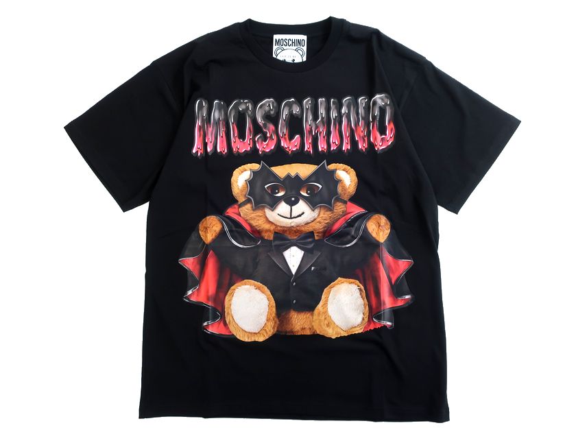 MOSCHINO COUTURE モスキーノ バットテディベア オーバーシルエット クルーネック 半袖 Tシャツ カットソー A0711 V0711 定5.2万 ブラック XS-01 M-02 L-03 ▲062▼21125k06