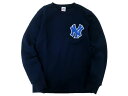 Majestic マジェスティック MLB メジャーリーグ ベースボール NEW YORK YANKEES ニューヨーク ヤンキース サガラワッペン 裏起毛 クルーネック スウェット MM05-NY-8F08 ネイビー S ▲050▼21227k09