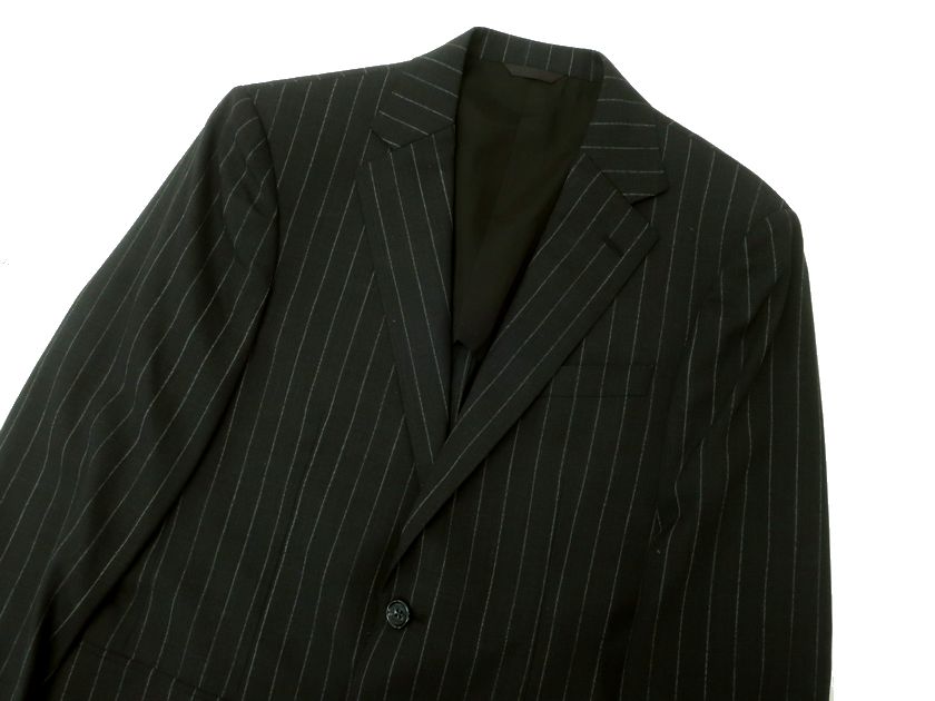 D'URBAN ombrare ダーバン 日本製 MONSOON ウール100％ ストライプ 2B ノータック シングルスーツ ジャケット スラックスパンツ 1340200142 定8.6万 ダークグレー Y5-01 Y6-02 Y7-03 A4-04▲100▼30213k01