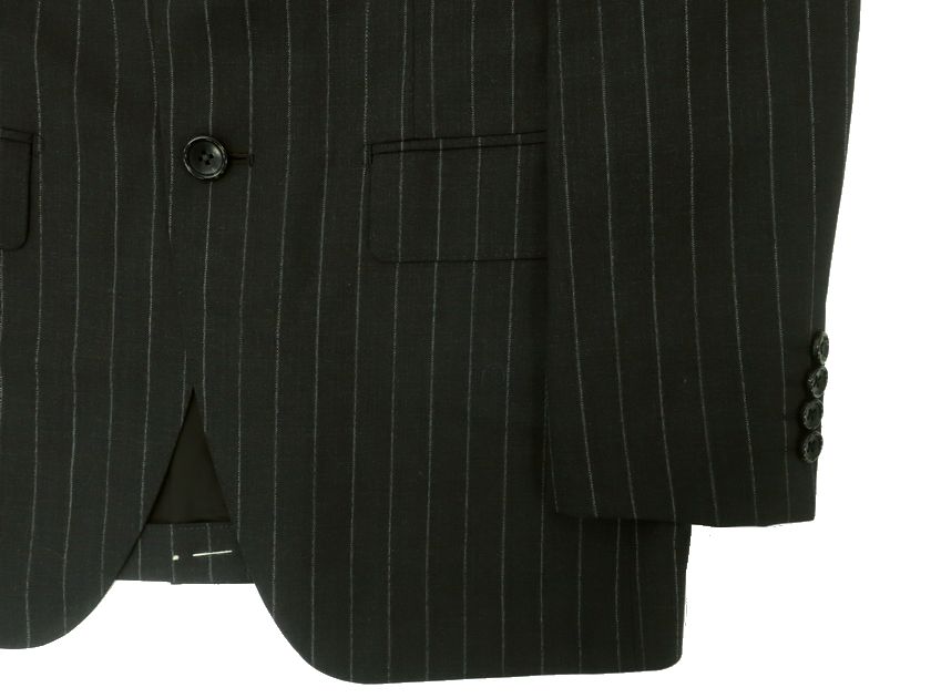 D'URBAN ombrare ダーバン 日本製 MONSOON ウール100％ ストライプ 2B ノータック シングルスーツ ジャケット スラックスパンツ 1340200142 定8.6万 ダークグレー Y5-01 Y6-02 Y7-03 A4-04▲100▼30213k01